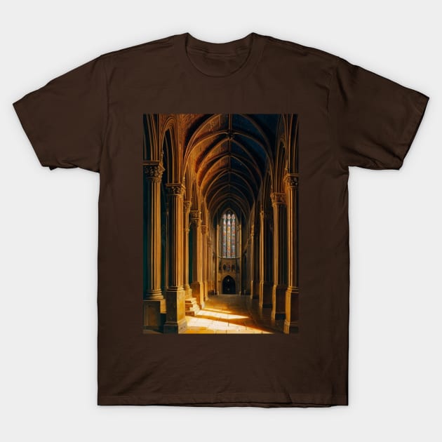 Chapel Interior - Medieval Catholic Church T-Shirt by CursedContent